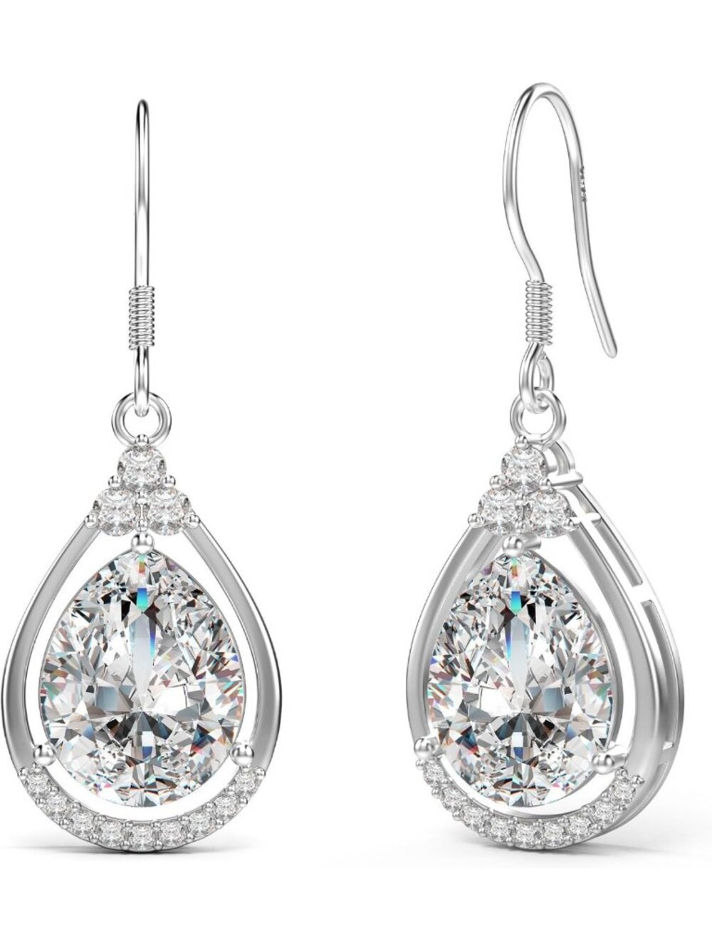 Elegant Pear Cut Teardrop Dangle Earrings, Sparkling Cubic Zirconia for Women